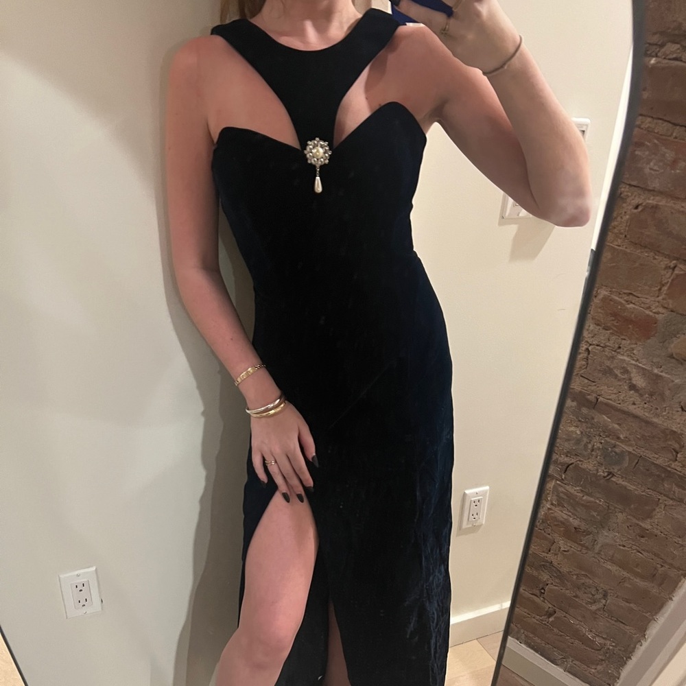 Vintage velvet high slit dress